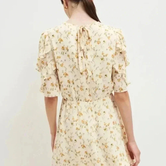 NWT Reformation Malachi Floral Ruffle Mini Dress in Cream Yellow Julius Size 2 - Picture 6 of 11